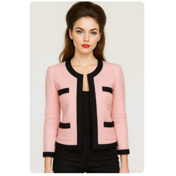 Vintage 60s Pink Wool Knit Cardigan Jacket Union Made USA Womens S/M - Picture 1 of 7